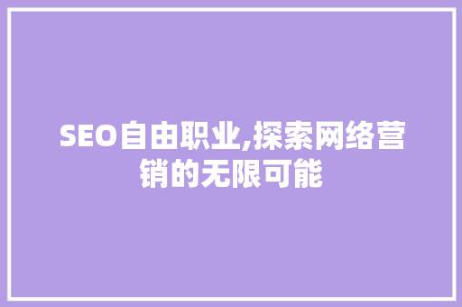 SEO自由职业,探索网络营销的无限可能