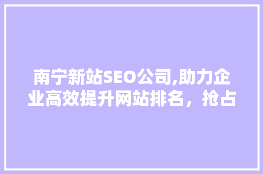 南宁新站SEO公司,助力企业高效提升网站排名，抢占市场先机