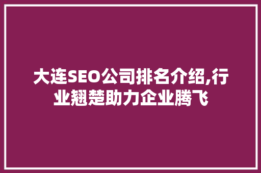 大连SEO公司排名介绍,行业翘楚助力企业腾飞