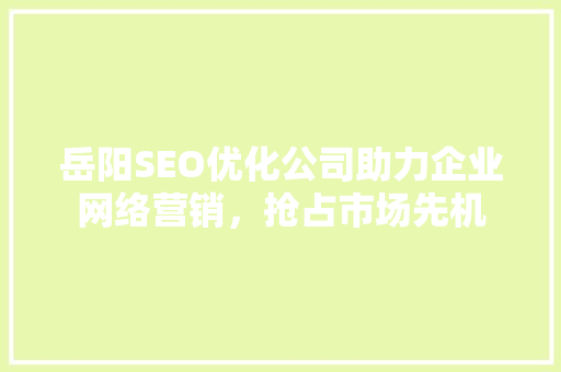 岳阳SEO优化公司助力企业网络营销，抢占市场先机