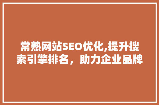 常熟网站SEO优化,提升搜索引擎排名，助力企业品牌腾飞