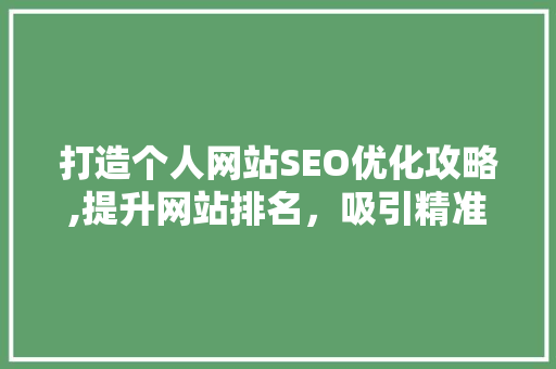 打造个人网站SEO优化攻略,提升网站排名，吸引精准流量