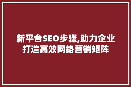 新平台SEO步骤,助力企业打造高效网络营销矩阵