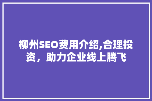 柳州SEO费用介绍,合理投资，助力企业线上腾飞
