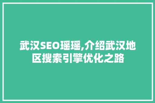 武汉SEO瑶瑶,介绍武汉地区搜索引擎优化之路