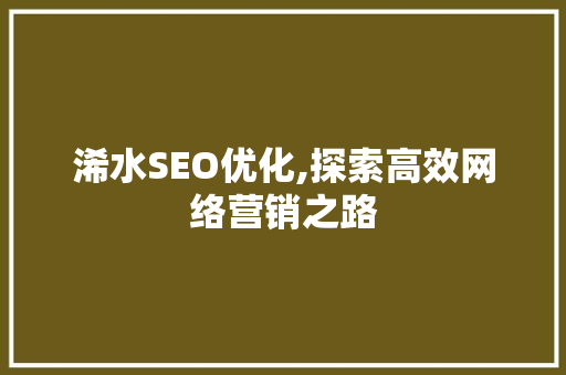 浠水SEO优化,探索高效网络营销之路