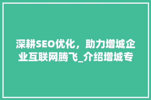 深耕SEO优化，助力增城企业互联网腾飞_介绍增城专业SEO优化公司之路