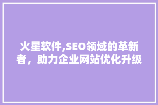 火星软件,SEO领域的革新者，助力企业网站优化升级