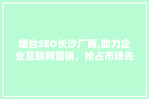 烟台SEO长沙厂商,助力企业互联网营销，抢占市场先机