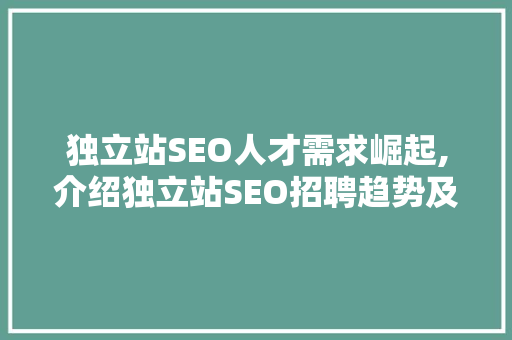 独立站SEO人才需求崛起,介绍独立站SEO招聘趋势及要点