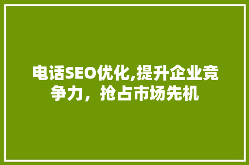 电话SEO优化,提升企业竞争力，抢占市场先机