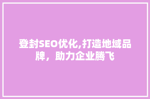登封SEO优化,打造地域品牌，助力企业腾飞