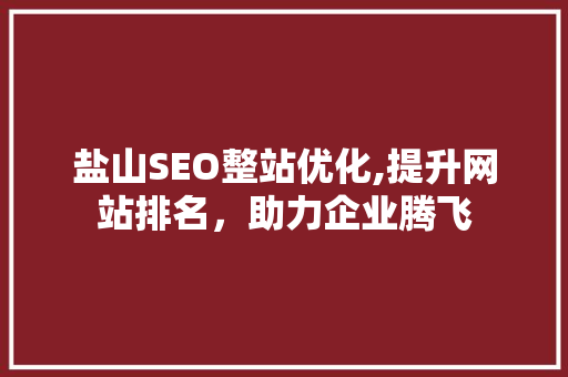 盐山SEO整站优化,提升网站排名，助力企业腾飞