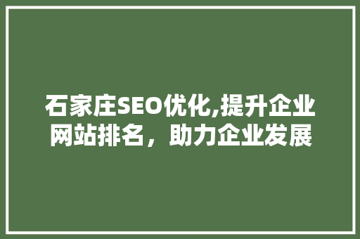 石家庄SEO优化,提升企业网站排名，助力企业发展