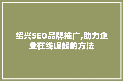 绍兴SEO品牌推广,助力企业在线崛起的方法