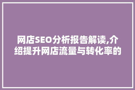 网店SEO分析报告解读,介绍提升网店流量与转化率的方法