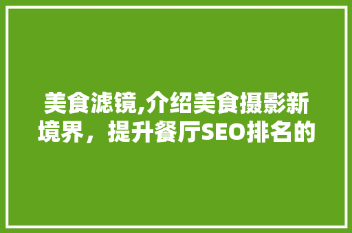 美食滤镜,介绍美食摄影新境界，提升餐厅SEO排名的方法
