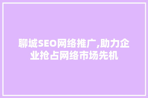 聊城SEO网络推广,助力企业抢占网络市场先机