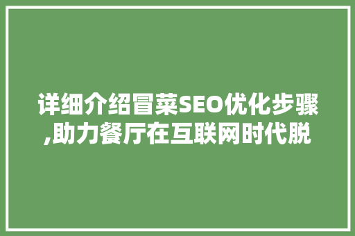 详细介绍冒菜SEO优化步骤,助力餐厅在互联网时代脱颖而出