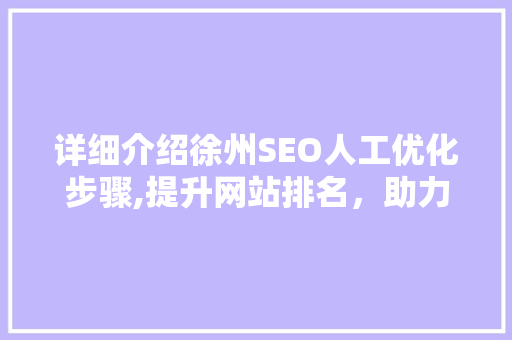详细介绍徐州SEO人工优化步骤,提升网站排名，助力企业腾飞