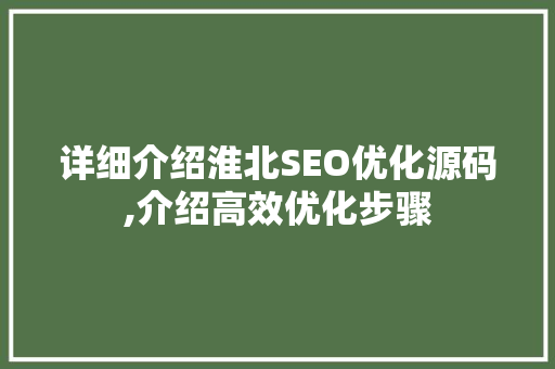 详细介绍淮北SEO优化源码,介绍高效优化步骤