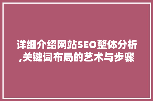 详细介绍网站SEO整体分析,关键词布局的艺术与步骤