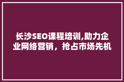 长沙SEO课程培训,助力企业网络营销，抢占市场先机