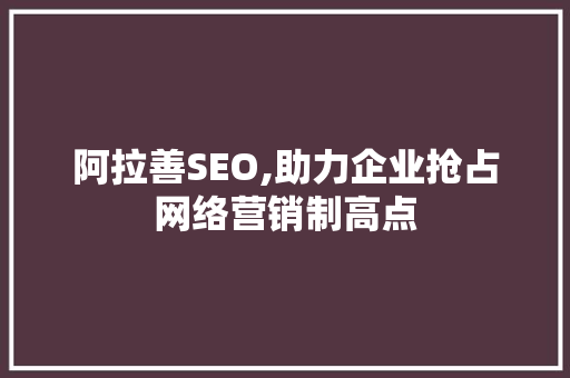 阿拉善SEO,助力企业抢占网络营销制高点