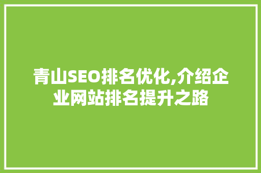 青山SEO排名优化,介绍企业网站排名提升之路
