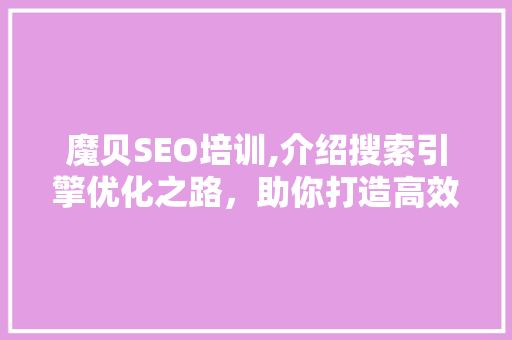 魔贝SEO培训,介绍搜索引擎优化之路，助你打造高效网络营销步骤