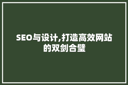 SEO与设计,打造高效网站的双剑合璧