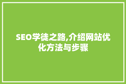 SEO学徒之路,介绍网站优化方法与步骤
