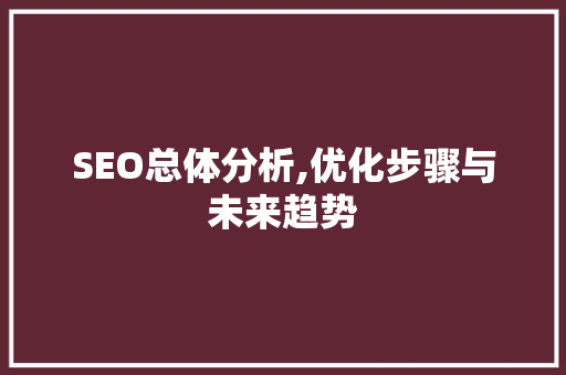 SEO总体分析,优化步骤与未来趋势