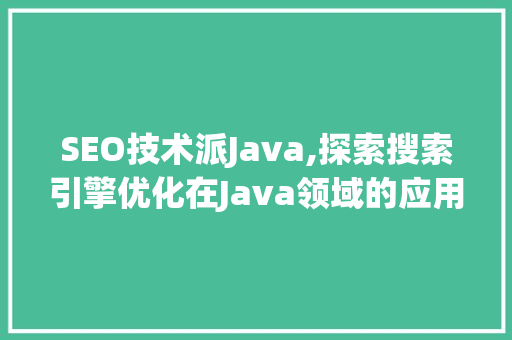 SEO技术派Java,探索搜索引擎优化在Java领域的应用与方法