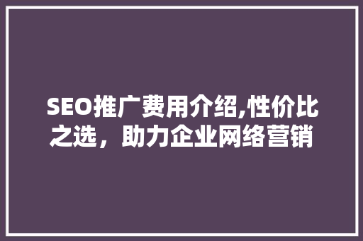 SEO推广费用介绍,性价比之选，助力企业网络营销