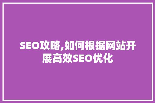 SEO攻略,如何根据网站开展高效SEO优化