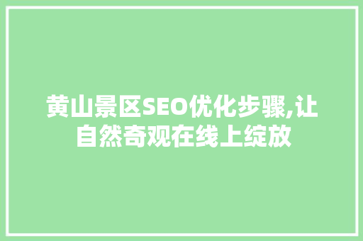 黄山景区SEO优化步骤,让自然奇观在线上绽放