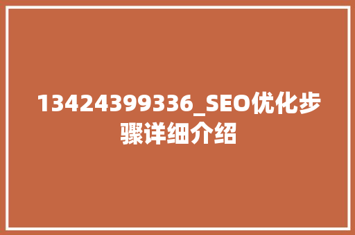 13424399336_SEO优化步骤详细介绍