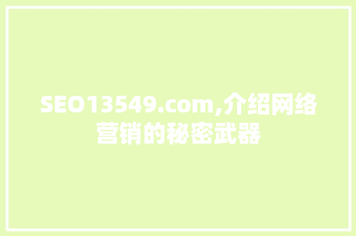 SEO13549.com,介绍网络营销的秘密武器