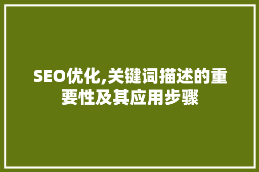 SEO优化,关键词描述的重要性及其应用步骤