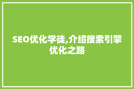 SEO优化学徒,介绍搜索引擎优化之路