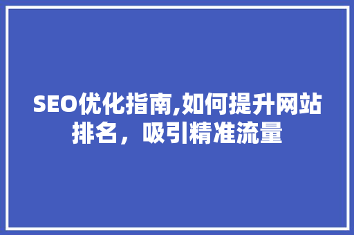 SEO优化指南,如何提升网站排名，吸引精准流量