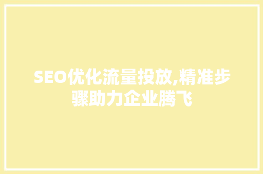 SEO优化流量投放,精准步骤助力企业腾飞