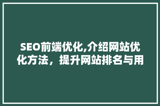 SEO前端优化,介绍网站优化方法，提升网站排名与用户体验
