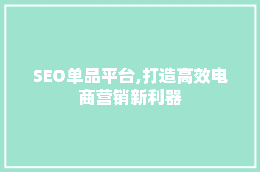 SEO单品平台,打造高效电商营销新利器