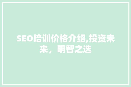 SEO培训价格介绍,投资未来，明智之选