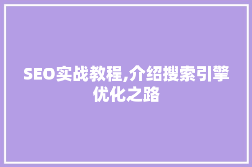 SEO实战教程,介绍搜索引擎优化之路