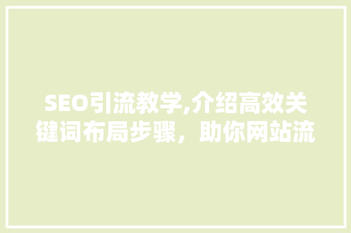 SEO引流教学,介绍高效关键词布局步骤，助你网站流量翻倍！