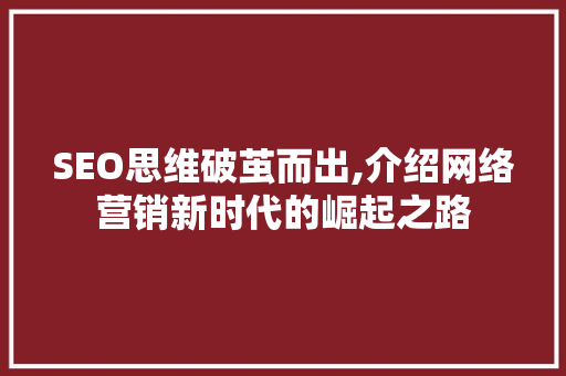 SEO思维破茧而出,介绍网络营销新时代的崛起之路