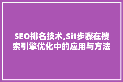 SEO排名技术,Sit步骤在搜索引擎优化中的应用与方法